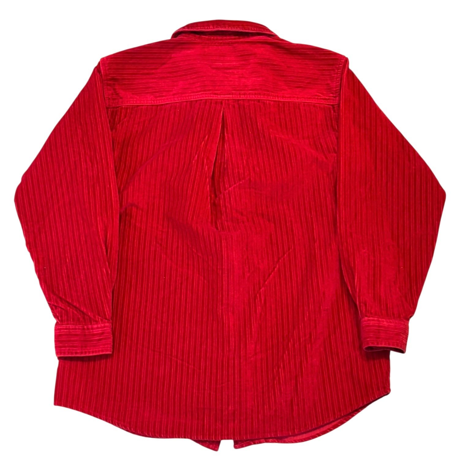 90s~00s ST Johns Bay Corduroy Zip Shirt M RED セントジョンズベイ 太畝コーデュロイジップシャツ  赤 古着