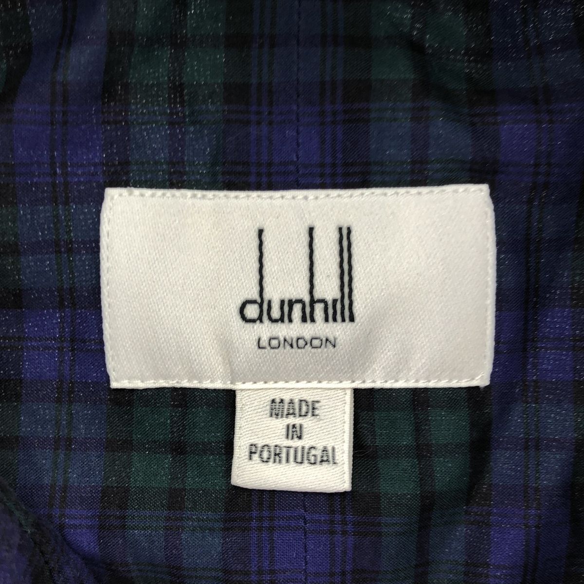 未使用品　dunhill　長袖シャツ　ボタンダウン　イタリア製　グリーン　タグ付 dunhill ダンヒル ボタンダウンチェックシャツ グリーン×ブルー M