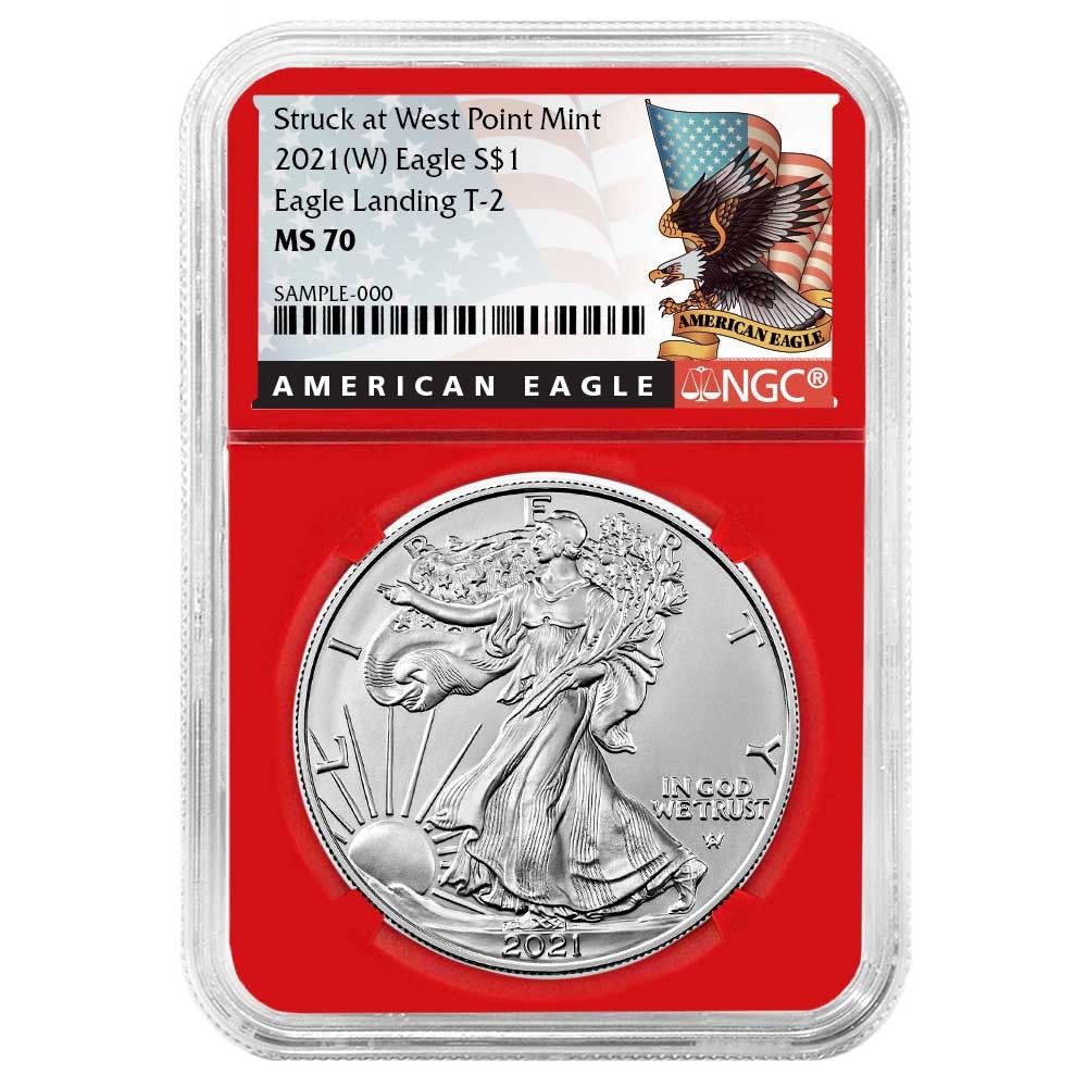 2021年 (W) $1 タイプ2 アメリカンシルバーイーグル NGC MS70 ブラック