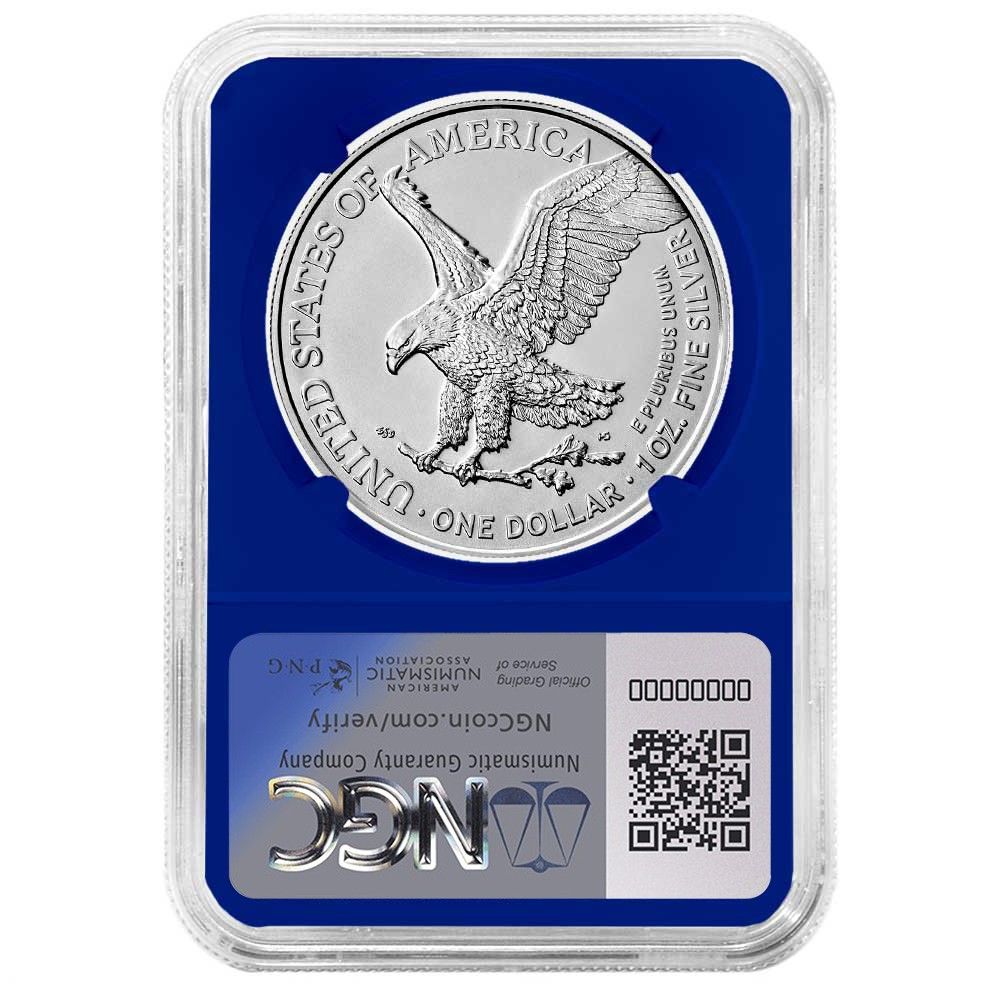 2024年 1ドル アメリカン シルバー イーグル NGC MS70 ER ブルーラベル