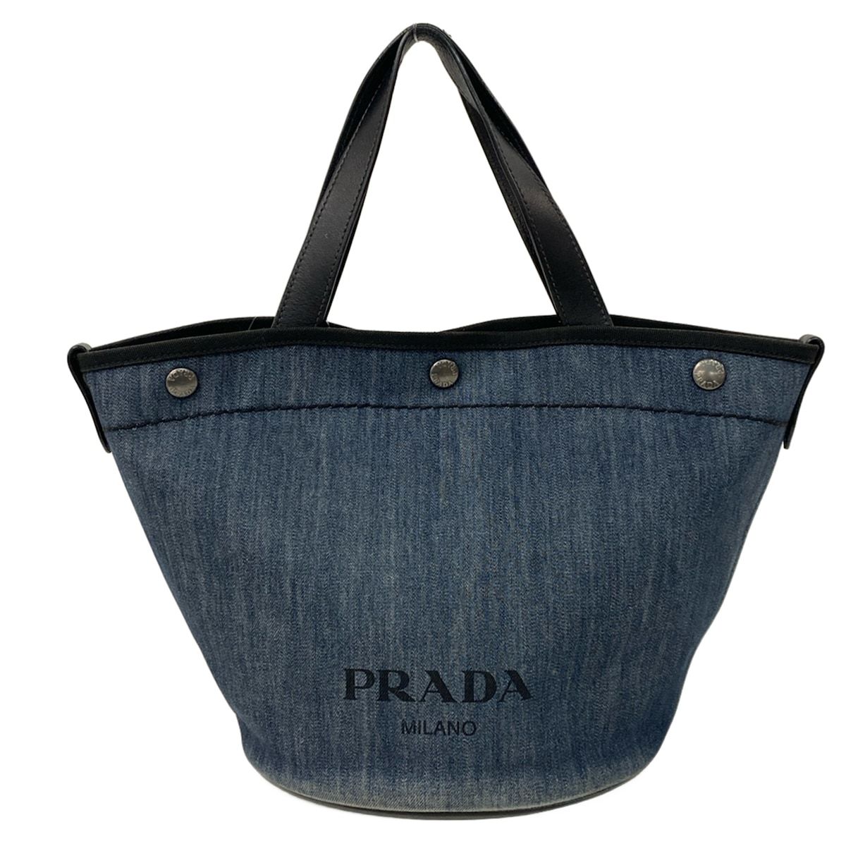 PRADA(プラダ) トートバッグ - 1BG244 ネイビー×黒 レザー 【公式通販】