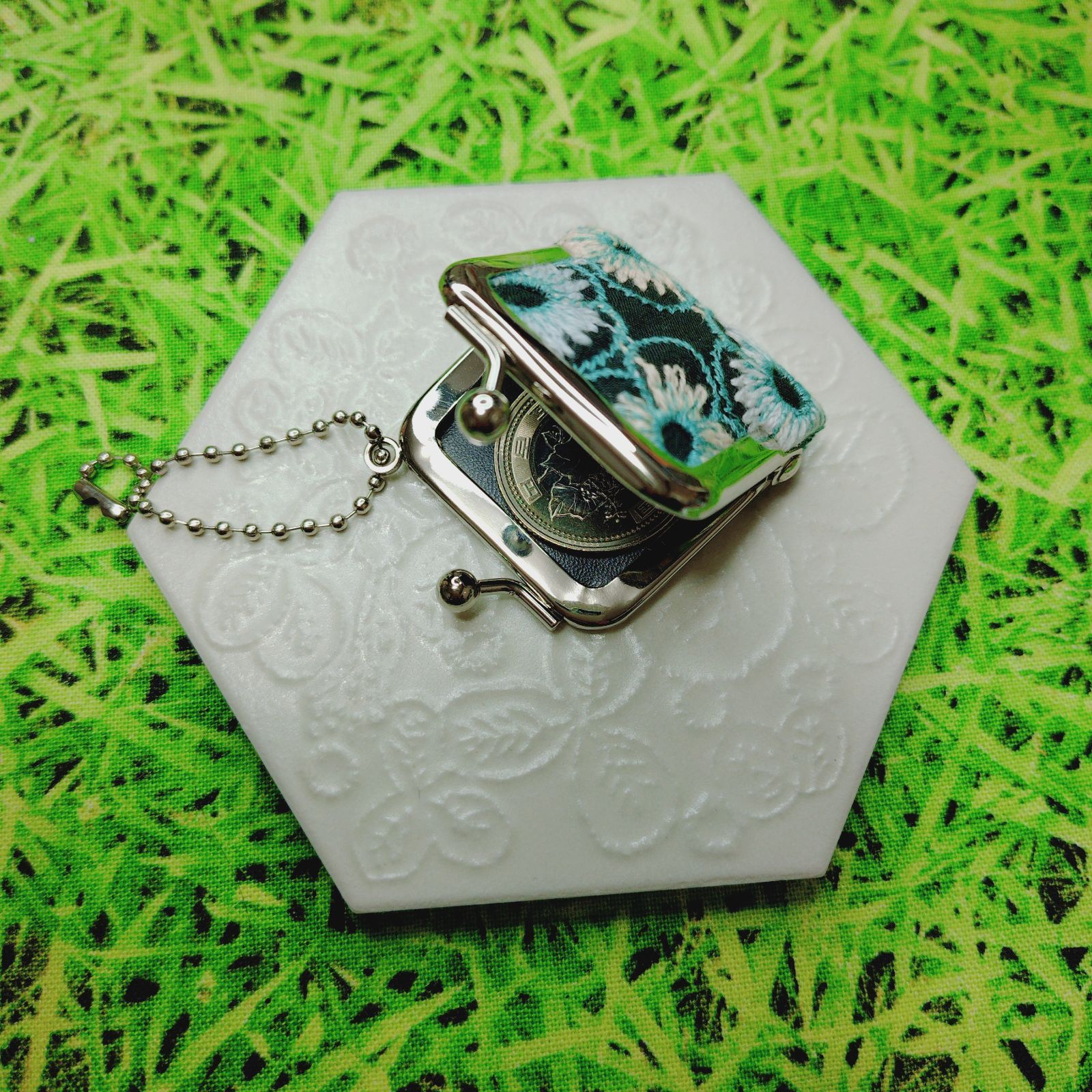 ミナペルホネン✨piha ネイビー✨ミニミニ がま口チャーム - メルカリ