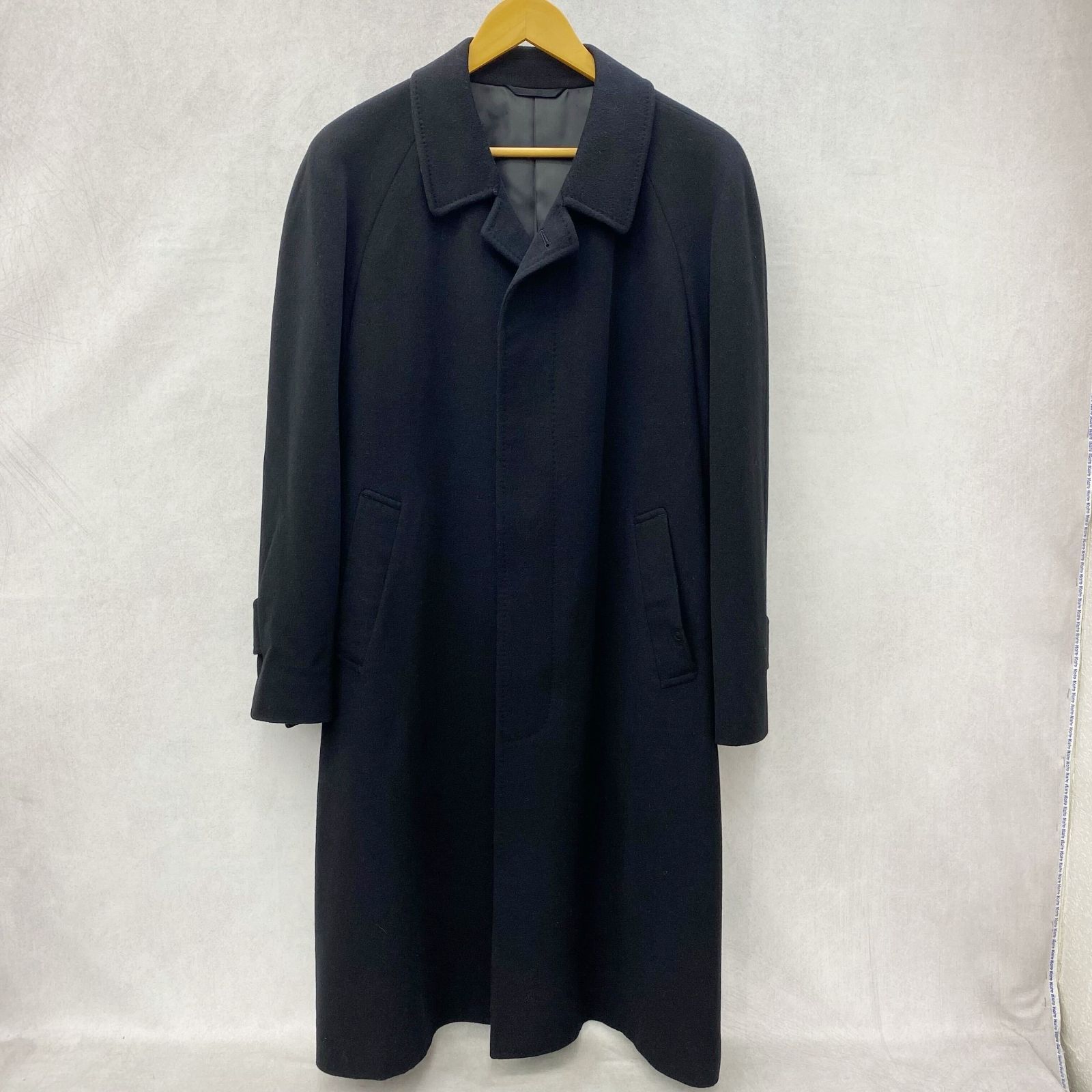 PURE CASHIMERE カシミヤ100％ ロング コート 94A6 ブラック メンズ 