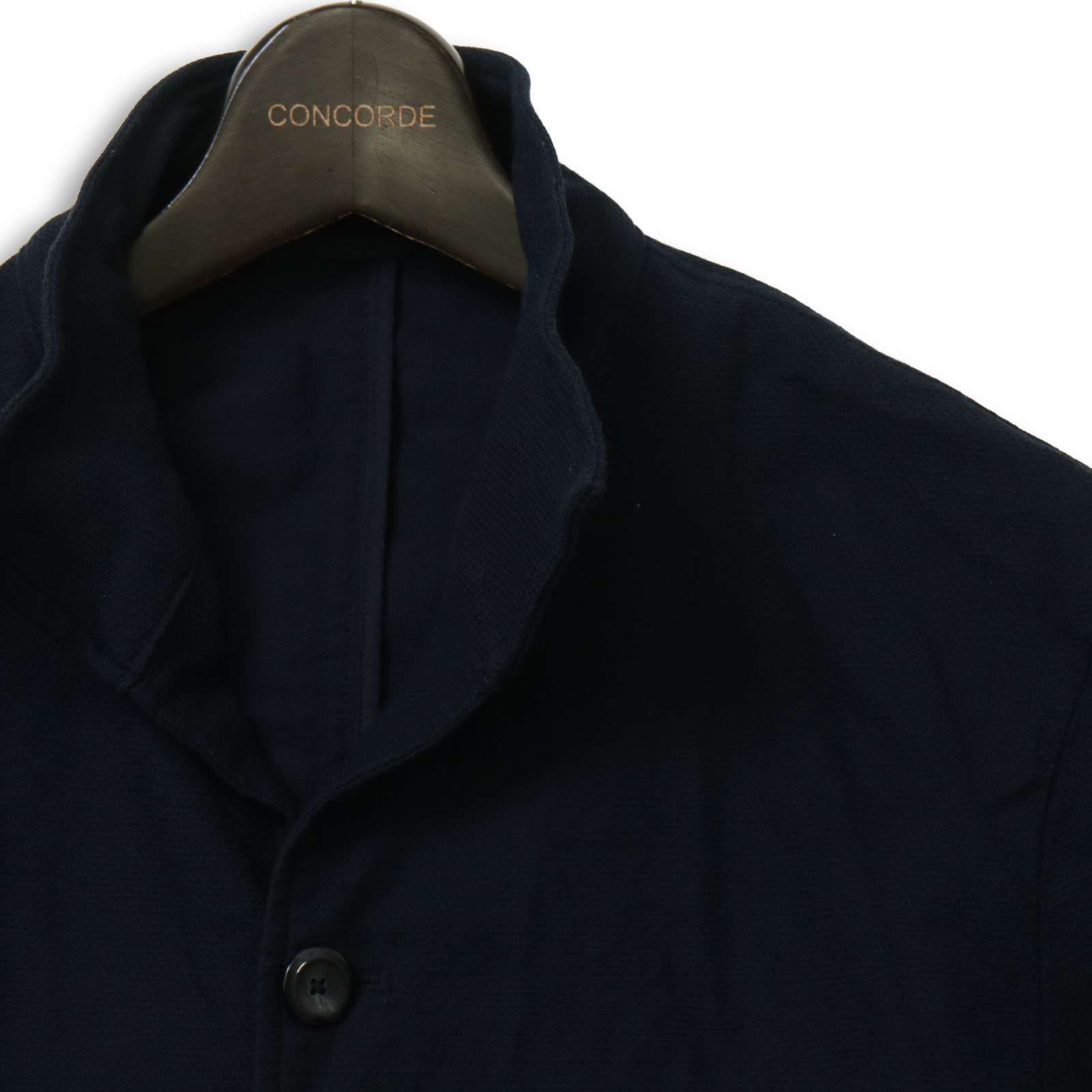 HIDEAWAYS NICOLE ハイダウェイ ニコル 春夏 襟ワイヤー 7分袖 スタンドカラー ジャケット Sz.50 メンズ 紺 ネイビー