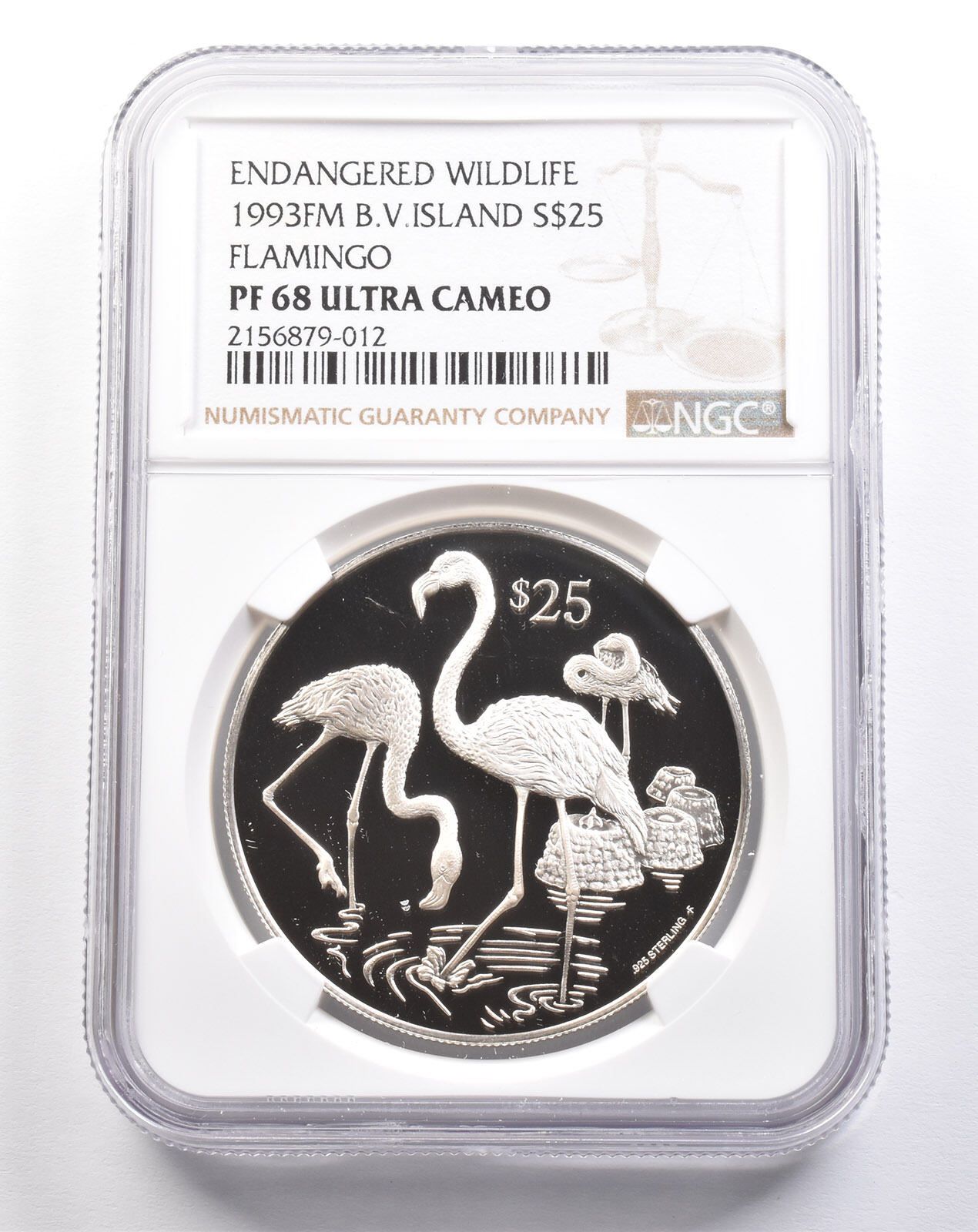 1993年 FM 英領ヴァージン諸島 25ドル 銀貨 フラミンゴ PF68 UCAM NGC