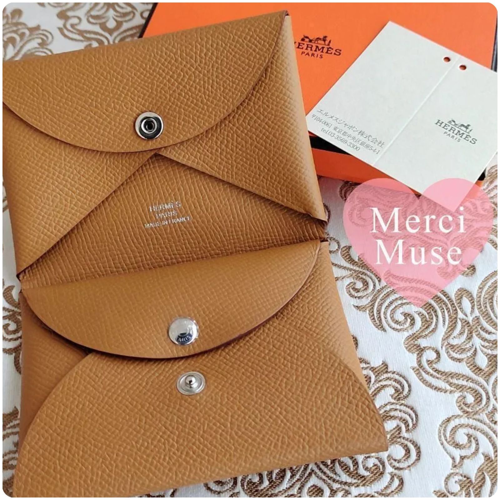 ❤未使用品❤エルメス カルヴィデュオ ビスキュイ カードケース B刻印 コインケース MerciMuse メルシーミューズ
