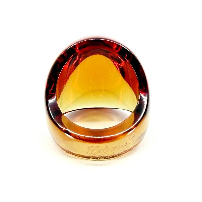 ラリック LALIQUE カボション リング 指輪 12号 ブラウン オレンジ 