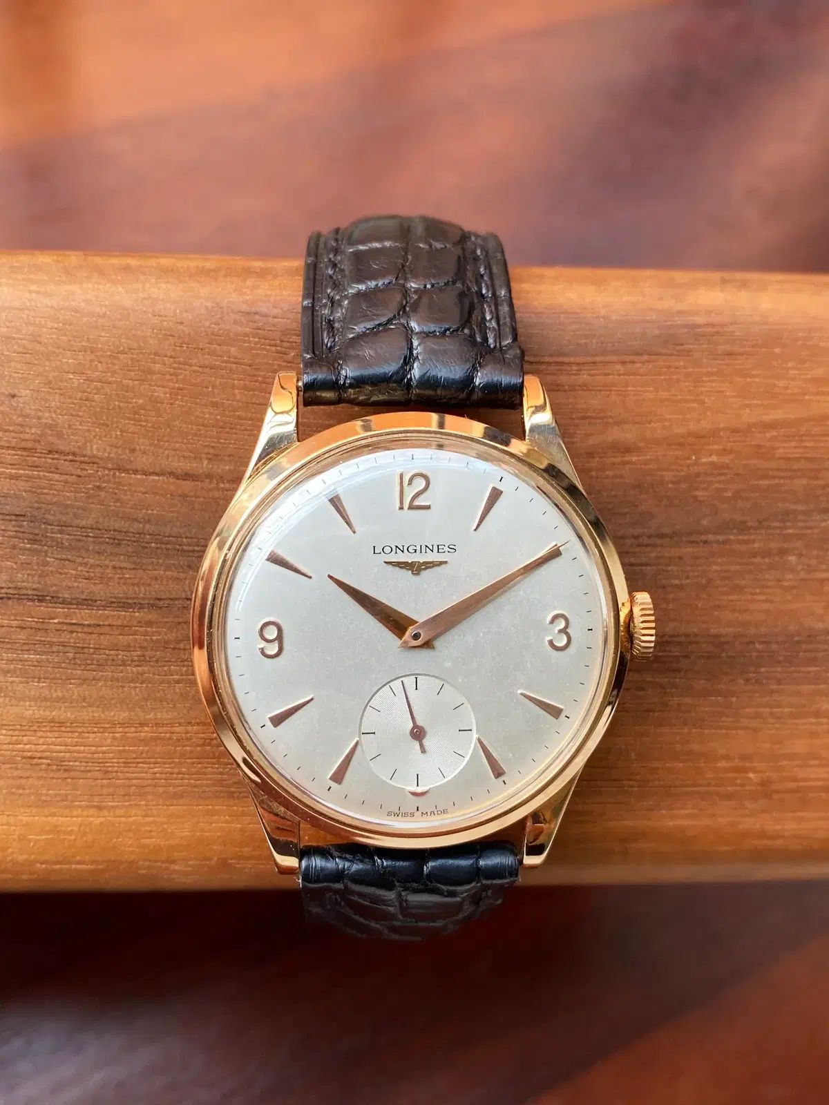  ヴィンテージ LONGINES 18k ローズゴールド 金無垢 手巻き名機 通勤対応 自動巻き時計 腕時計(アナログ)