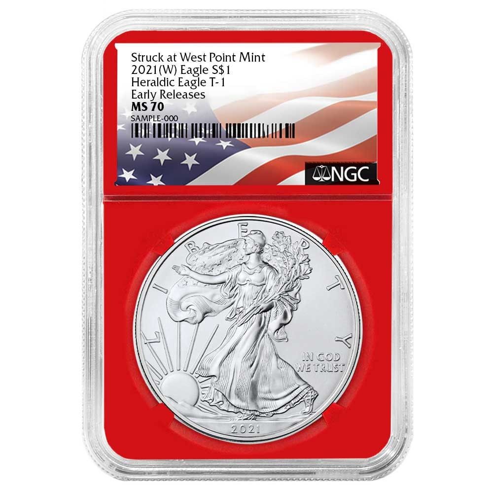 2021年 (W) $1 タイプ1 アメリカンシルバーイーグル NGC MS70 ER