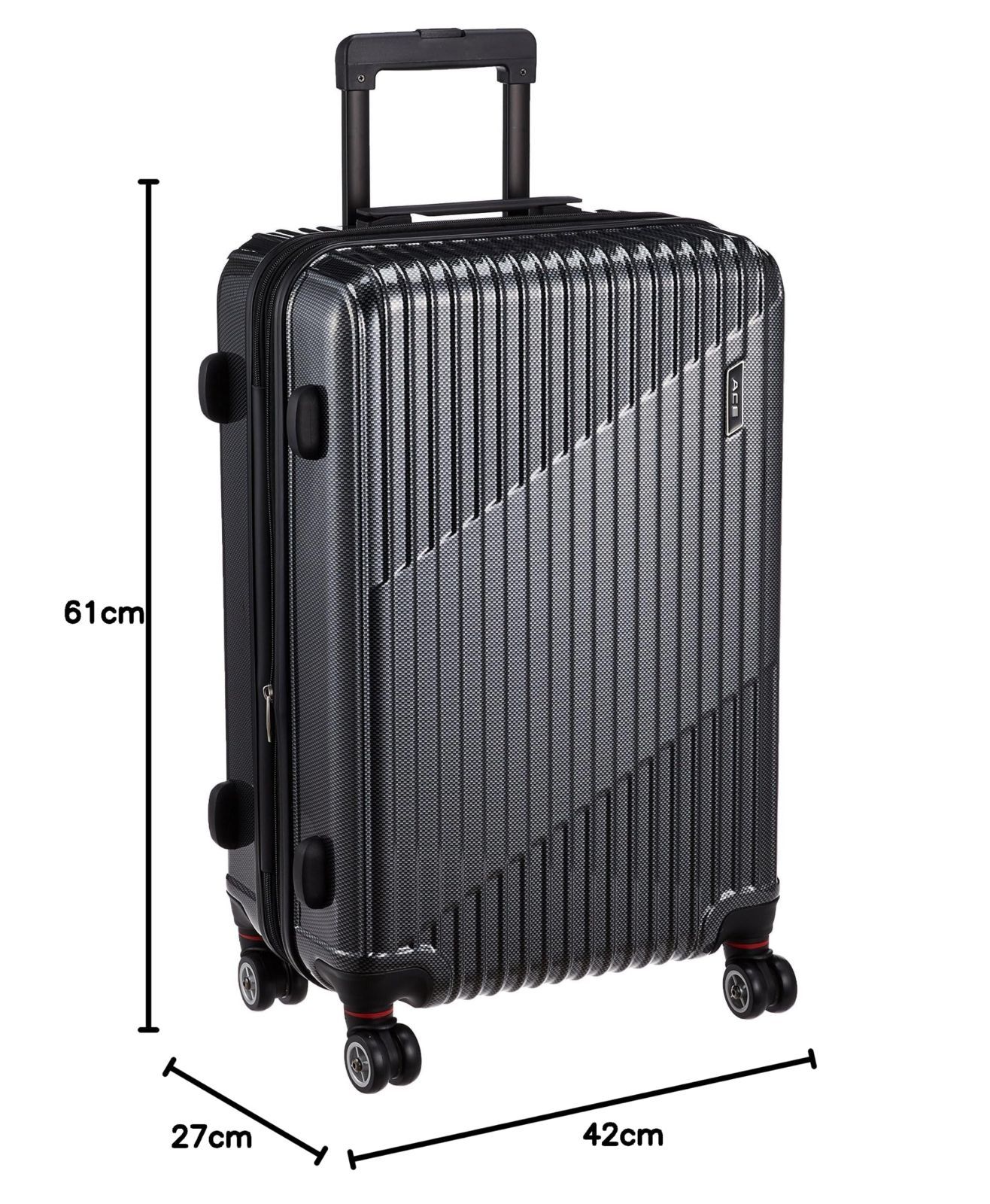 Mサイズ 64 70 L ブラックカーボン クレスタ キャリーケース 双輪キャスター スーツケース エース