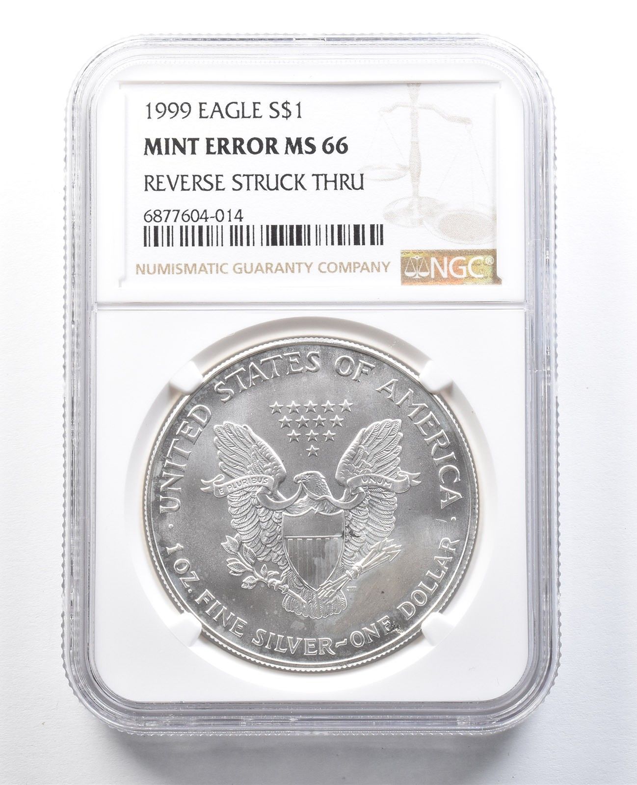 1999年 アメリカン シルバー イーグル ミント エラー リバース ス