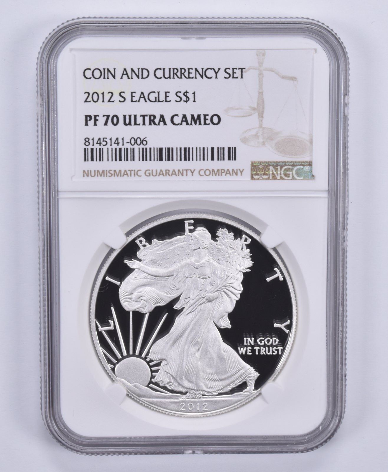2012-S アメリカンシルバーイーグルコイン＆紙幣セット PF70 UCAM NGC