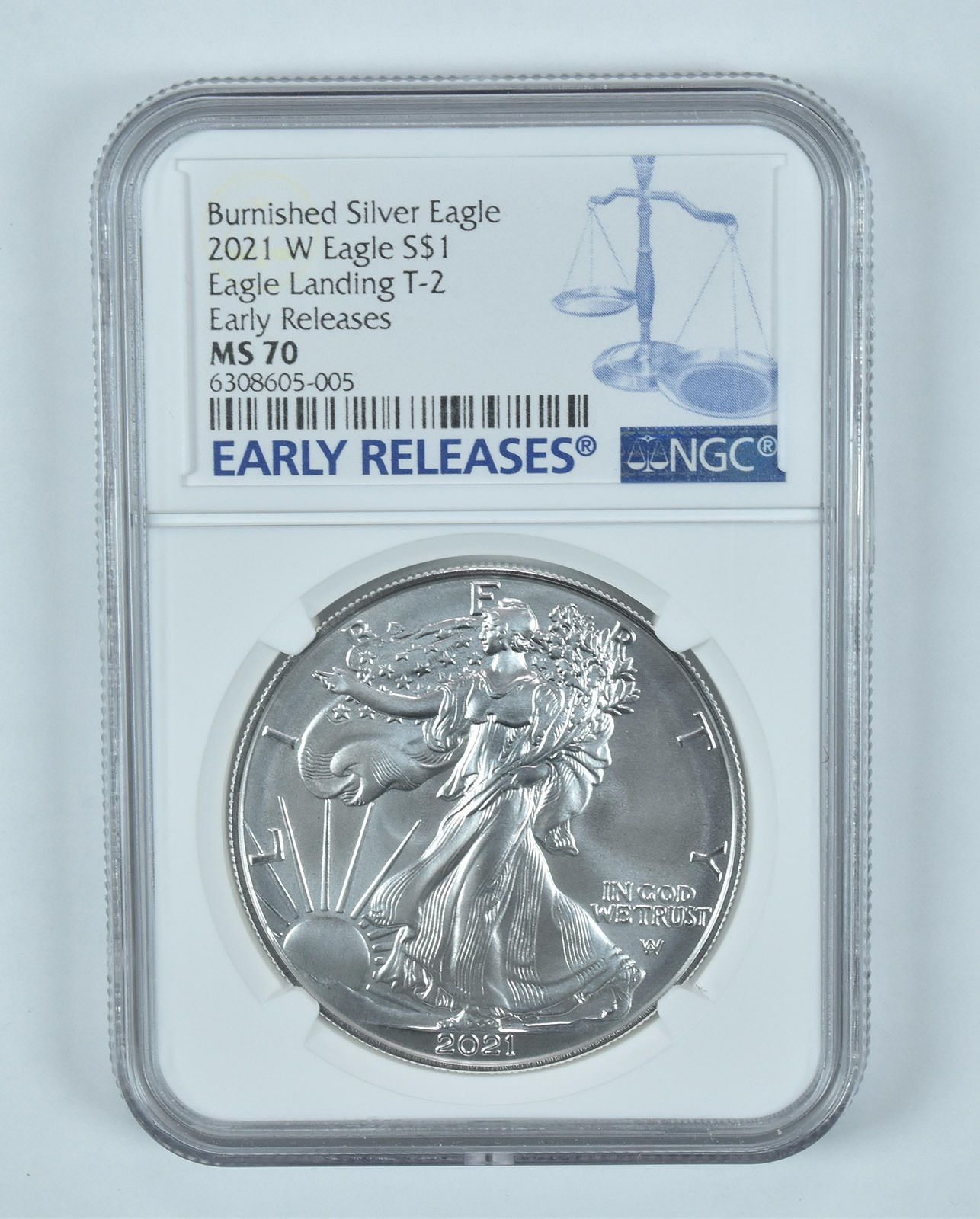 2021-W バーニッシュドシルバーイーグルタイプ2 アーリーリリース MS70