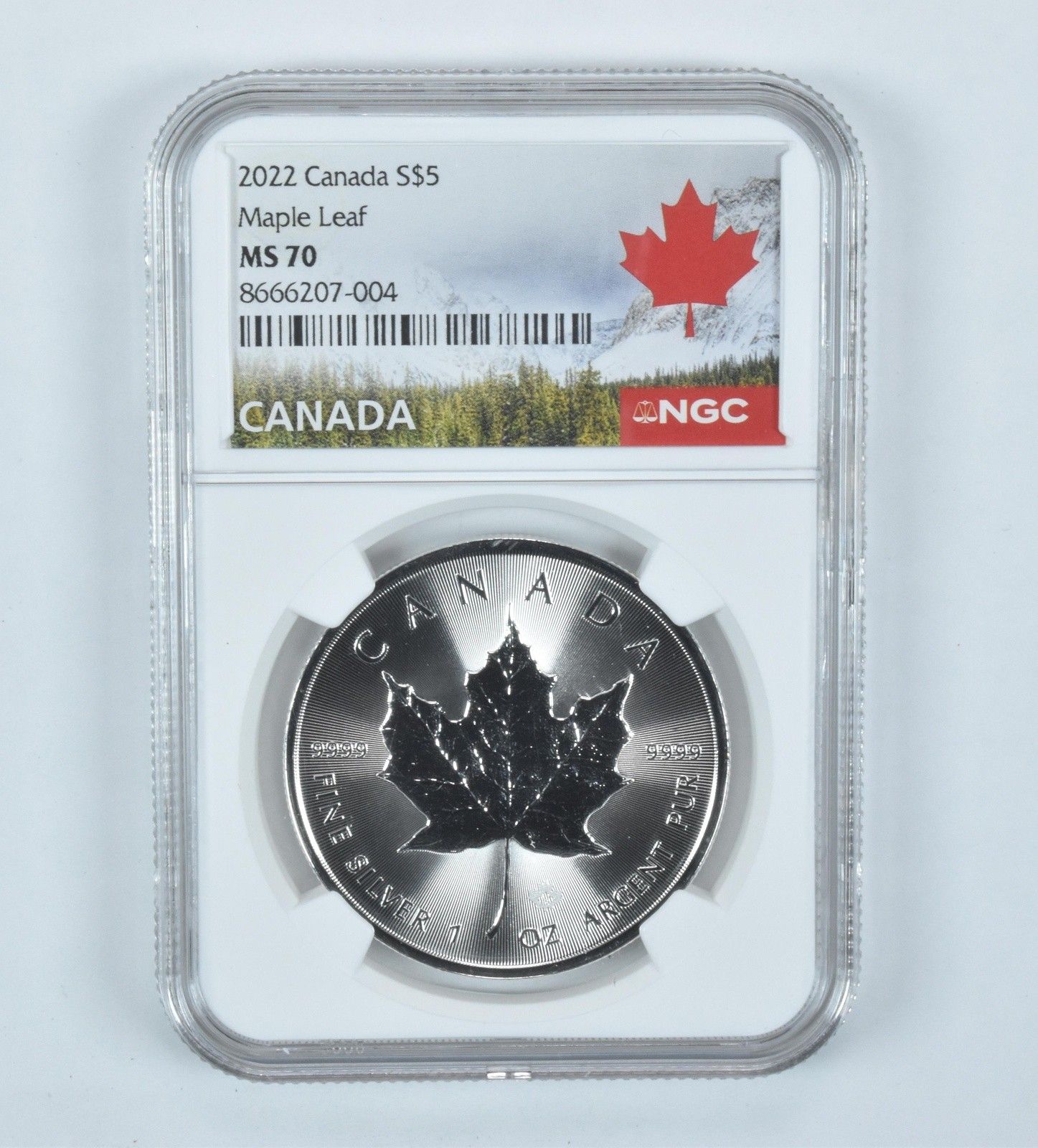 2022年 カナダ 5ドル銀貨 メープルリーフ MS70 NGC カナダラベル