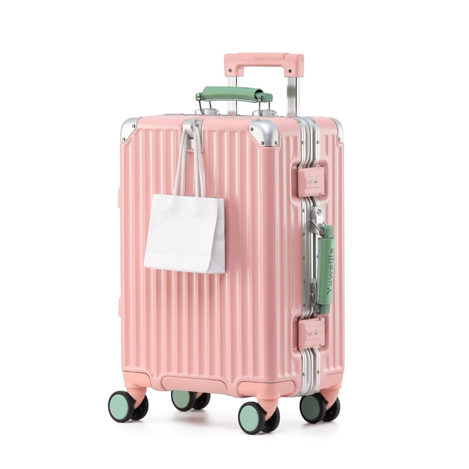 商品 疲れない設計 ハンドル 入学 レトロ TSAロック 海外旅行出張 ダブルキャスター 静音 Sサイズ キャリーバッグ 軽量アルミフレーム式 ピンク 大型 機内持ち込み 1 3泊 キャリーケース 新感覚 モダン スーツケース 40 L Yuwe