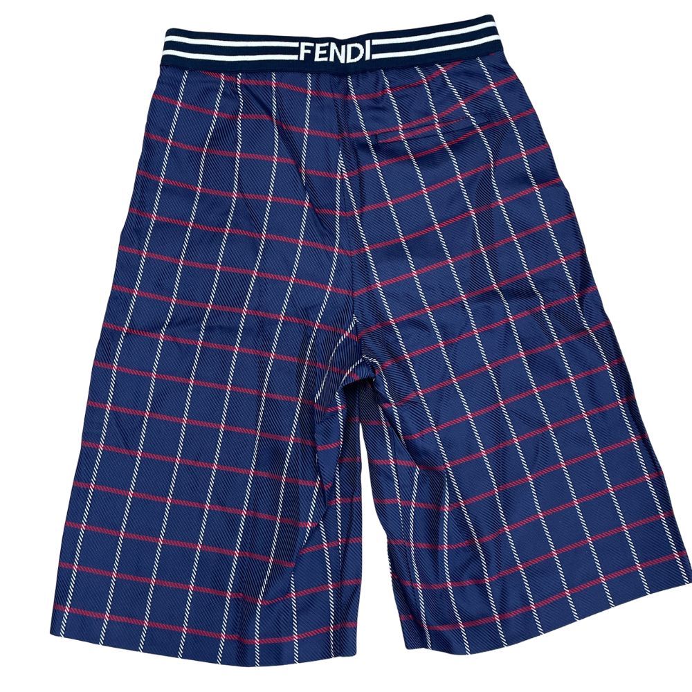 未使用 フェンディ キッズ ハーフパンツ バックロゴ チェック柄 再生 