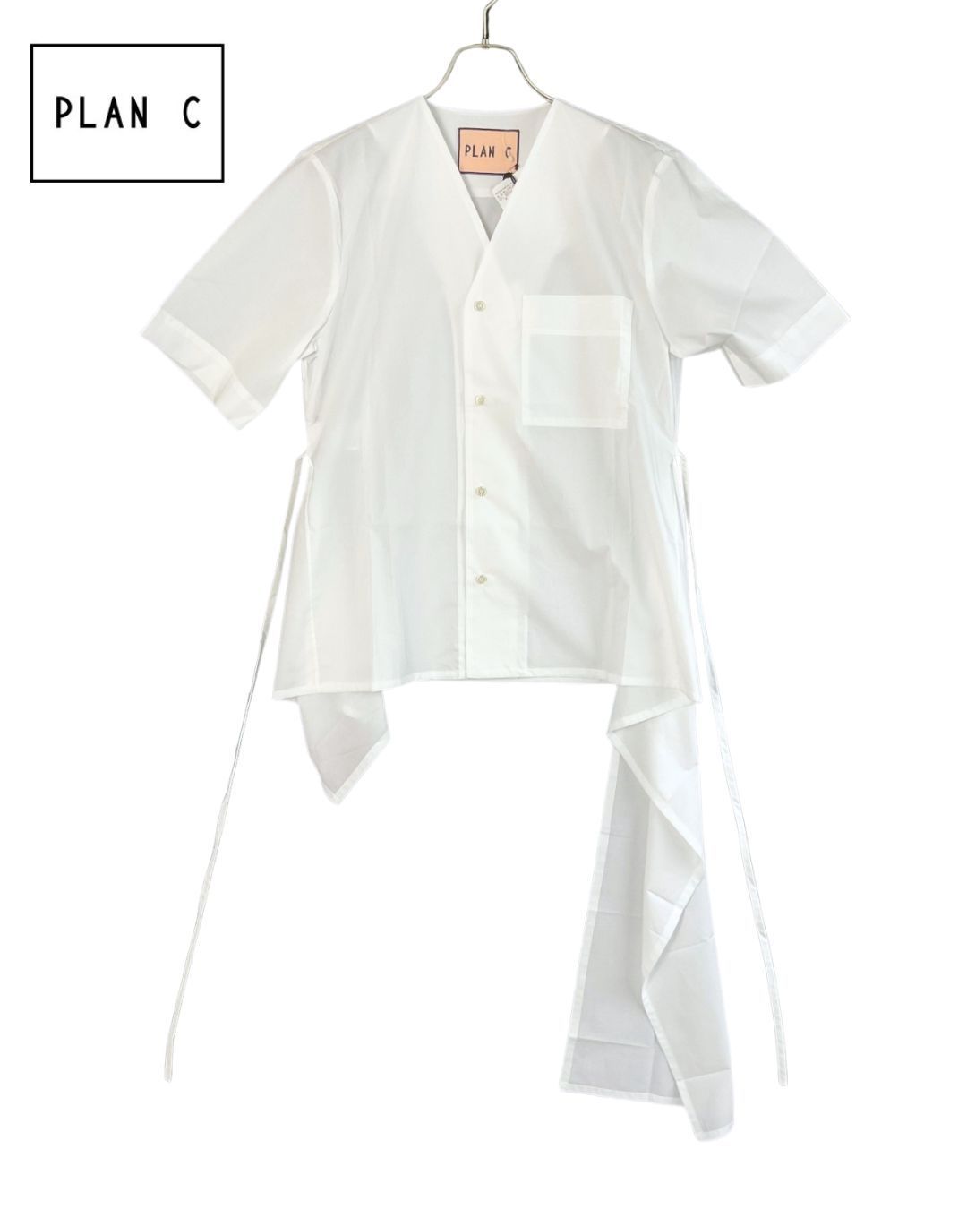 ★新品/定価8万★ PLAN C コットンフィッシュテールシャツ 38 新品 PLAN C プランシー コットンフィッシュテールシャツ 38 ホワイト