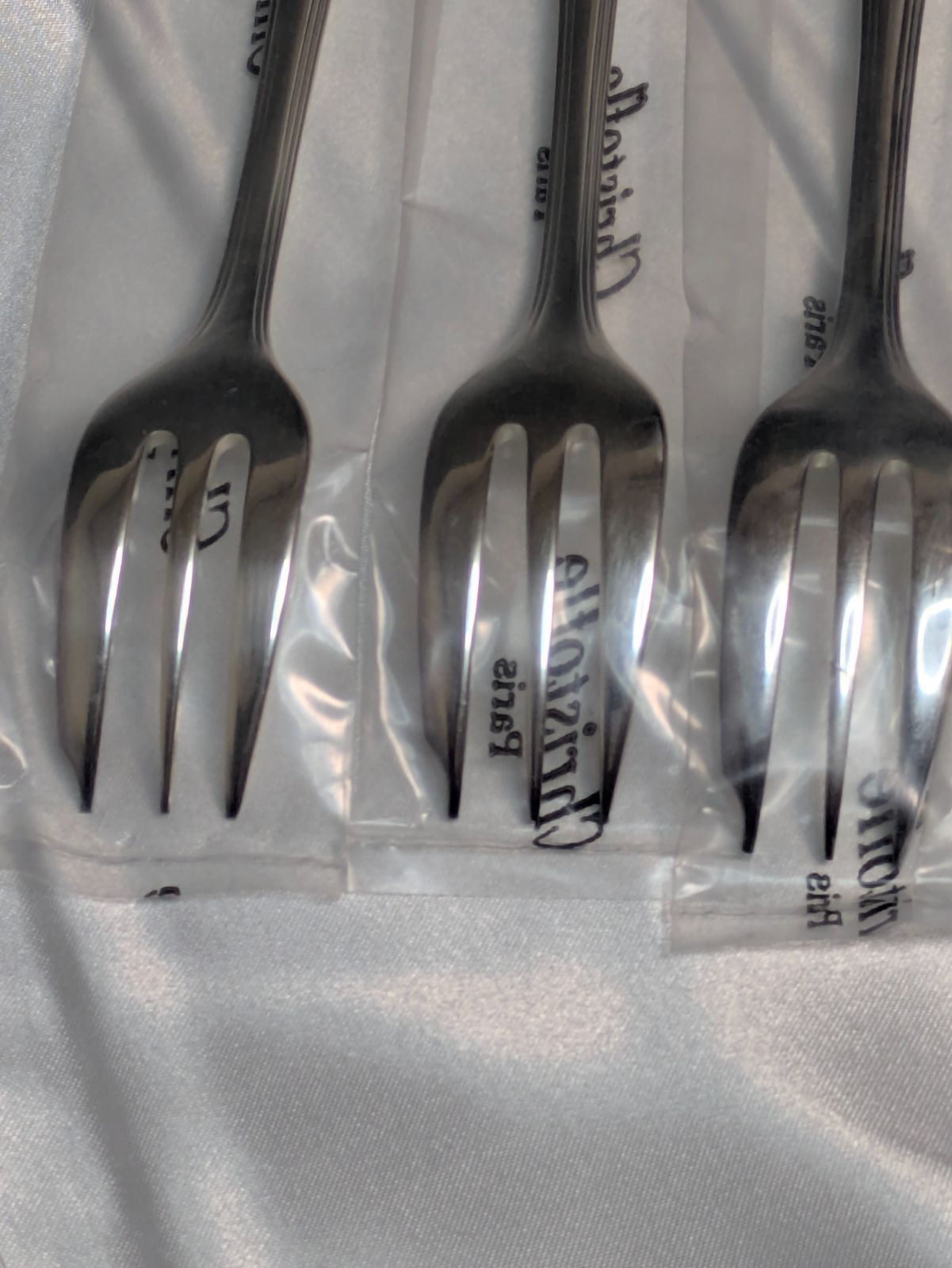 クリストフル アメリカ ケーキフォーク 5本セット 16 cm ♥ Christofle America シルバーコーティング アール デコ フランス製 銀食器 カトラリー 刻印あり 属 1933年発表モデル