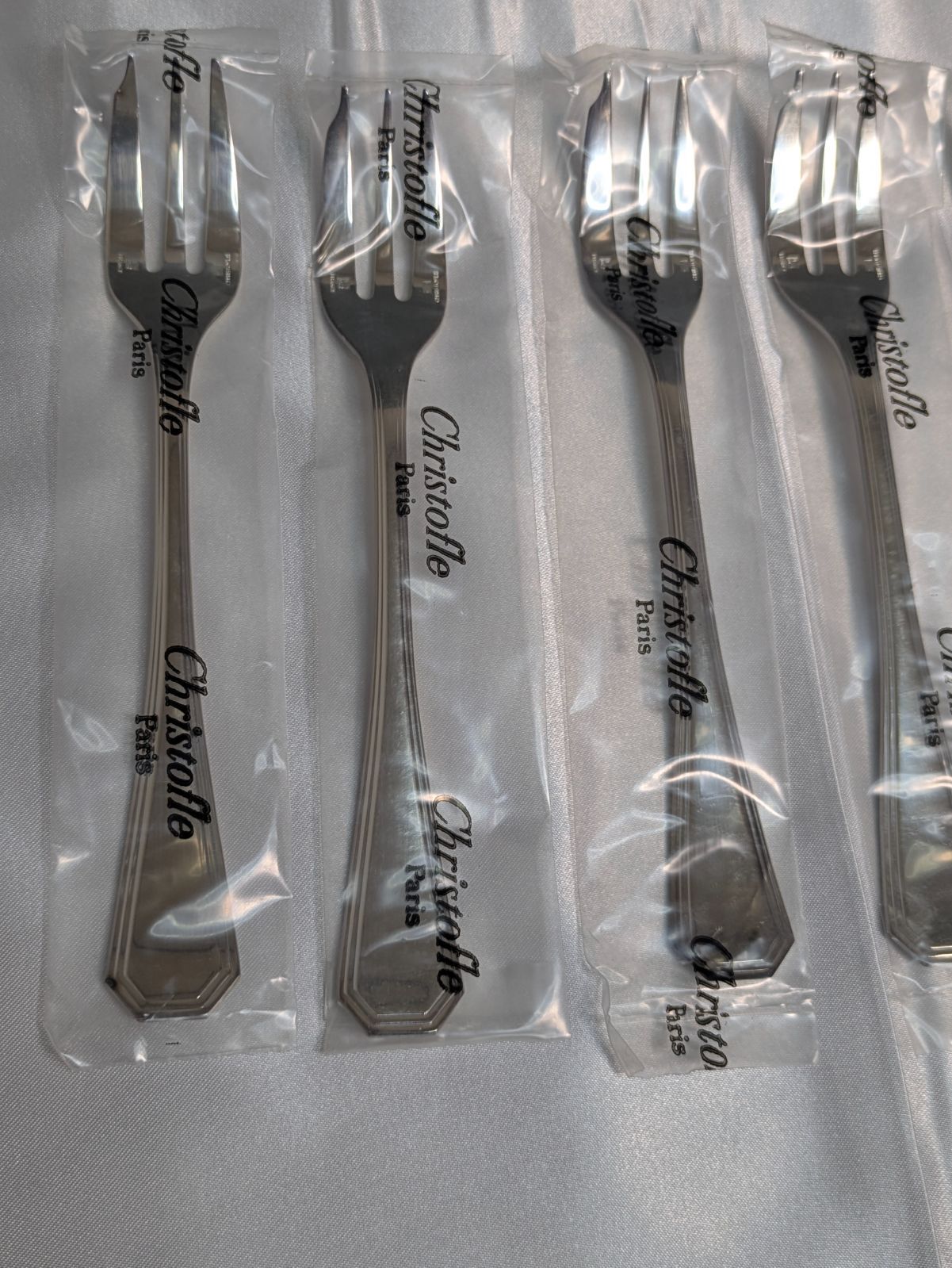 クリストフル アメリカ ケーキフォーク 5本セット 16 cm ♥ Christofle America シルバーコーティング アール デコ フランス製 銀食器 カトラリー 刻印あり 属 1933年発表モデル