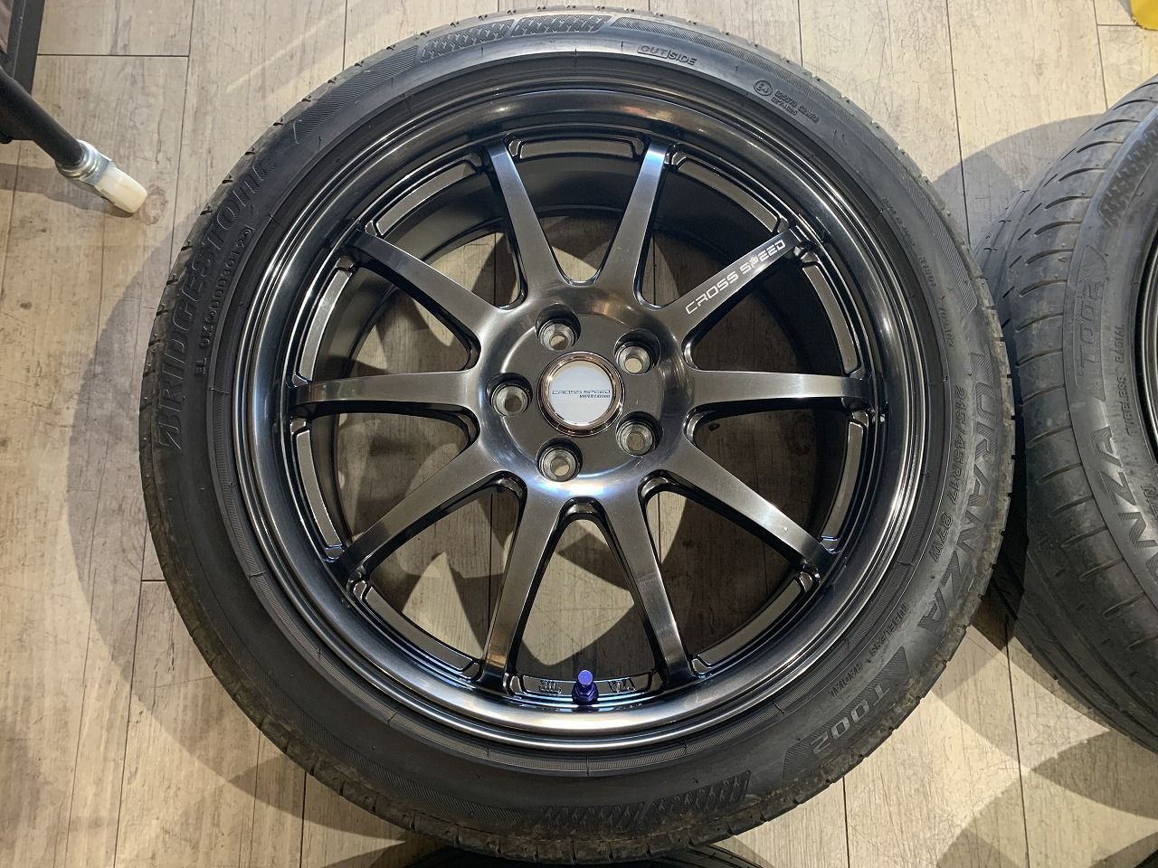 【2601010】CROSS SPEED CR10 17インチ 7J +48 PCD100 5H + TURANZA T002 215/45R17 2019年 6.5mm 86 BRZ プリウス カローラ インプレッサ レガシィ CT 等