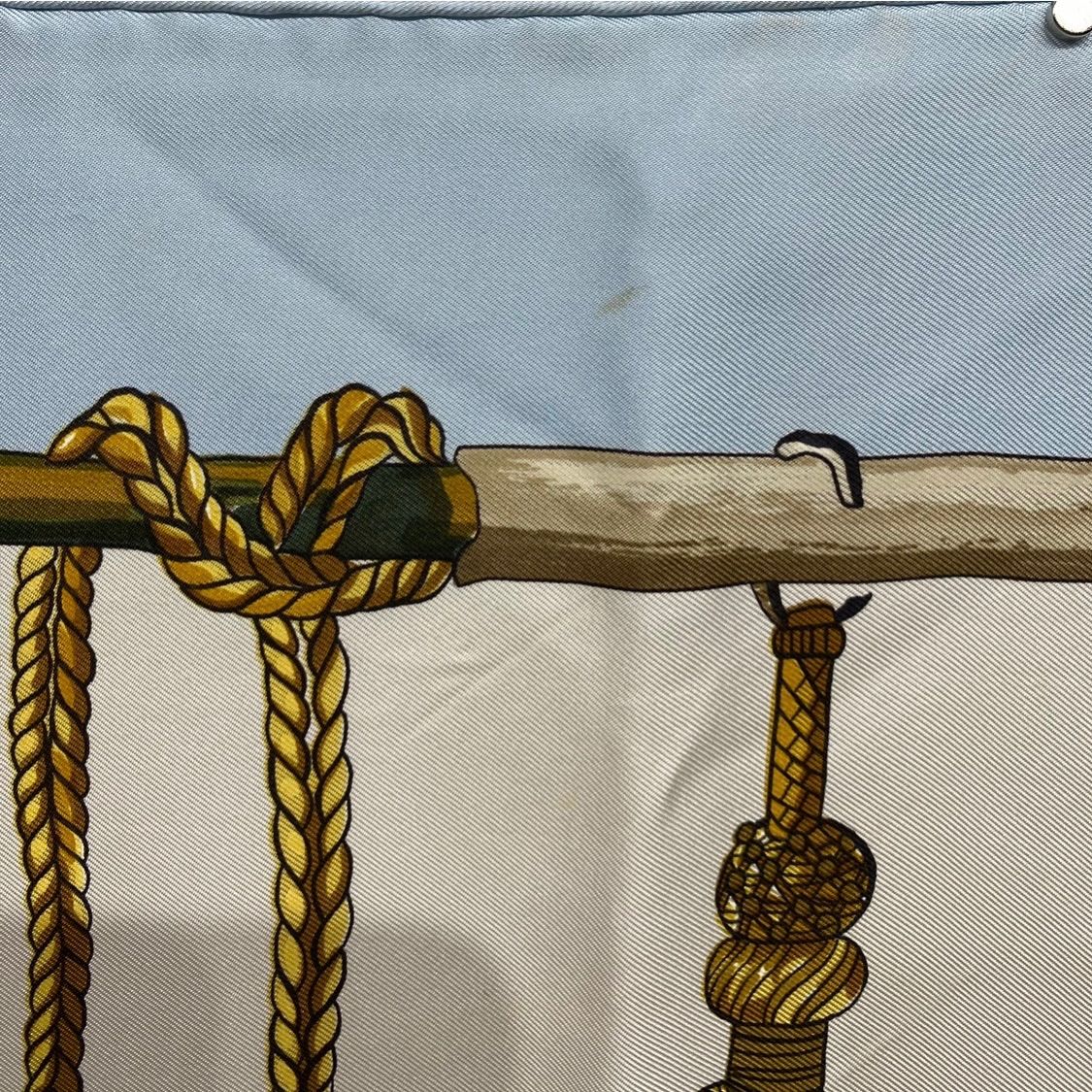 エルメス カレ90 Pasementerie シルクスカーフ 紐飾り タッセル 水色