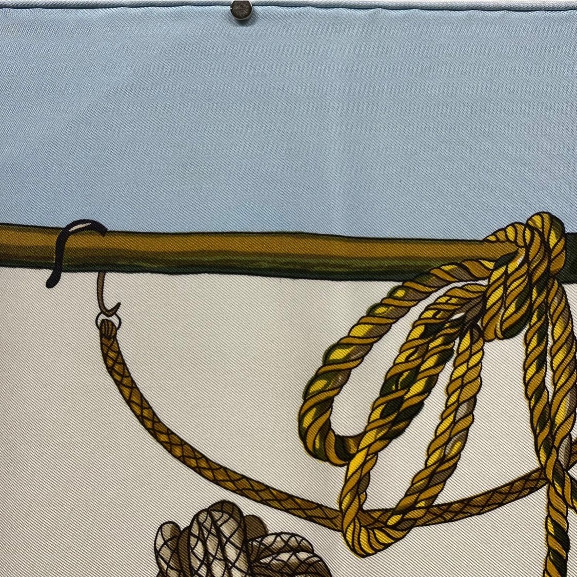 エルメス カレ90 Pasementerie シルクスカーフ 紐飾り タッセル 水色