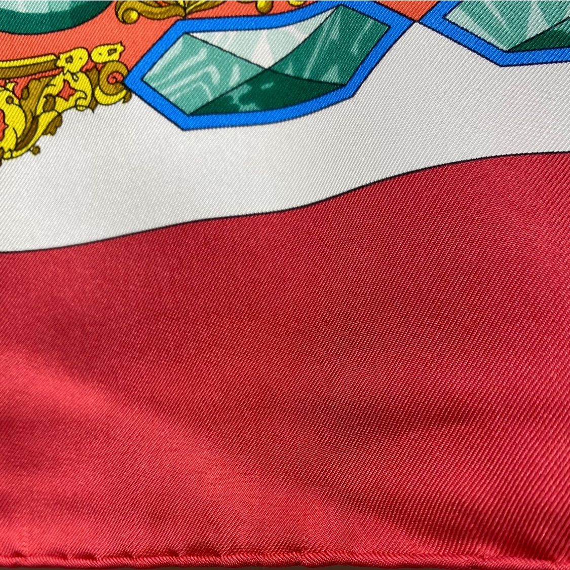 エルメス カレ90 L'ENTENTE CORDIALE シルクスカーフ 仏英同盟 レッド