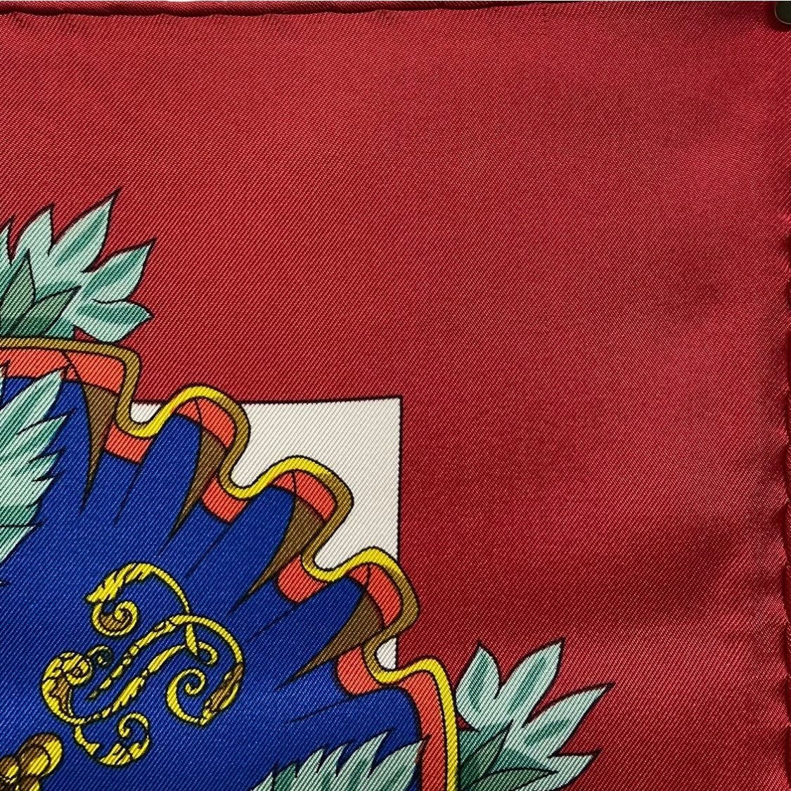 エルメス カレ90 L'ENTENTE CORDIALE シルクスカーフ 仏英同盟 レッド