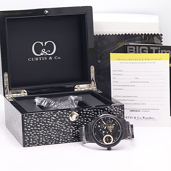  保 稼働 カーティス ビッグタイムパスポート BBK52 B AT 自動巻 ブラック文字盤 メンズ腕時計 0067100 1ERT MST ABC18507 チェック柄 自動巻き時計 腕時計(アナログ)