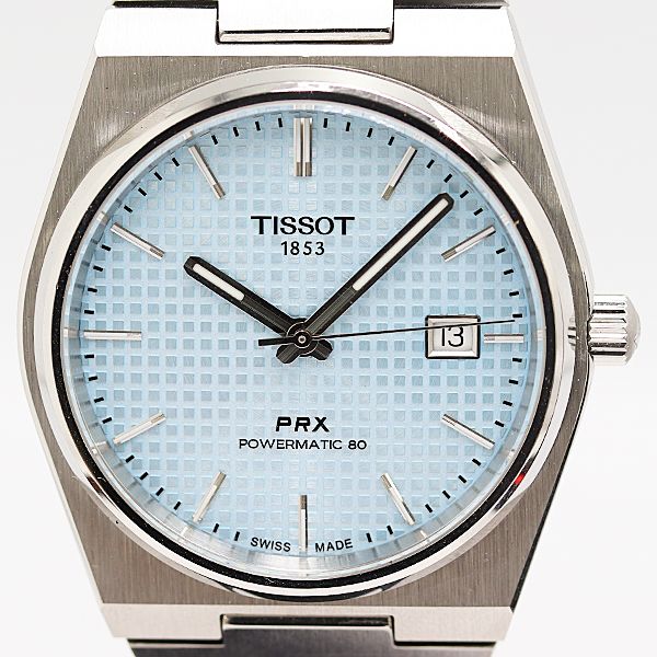 保 稼働 ティソ PRX パワーマチック80 T137407A AT 裏スケ アイスブルー文字盤 メンズ腕時計 8849500 2ANT MST ABC18522