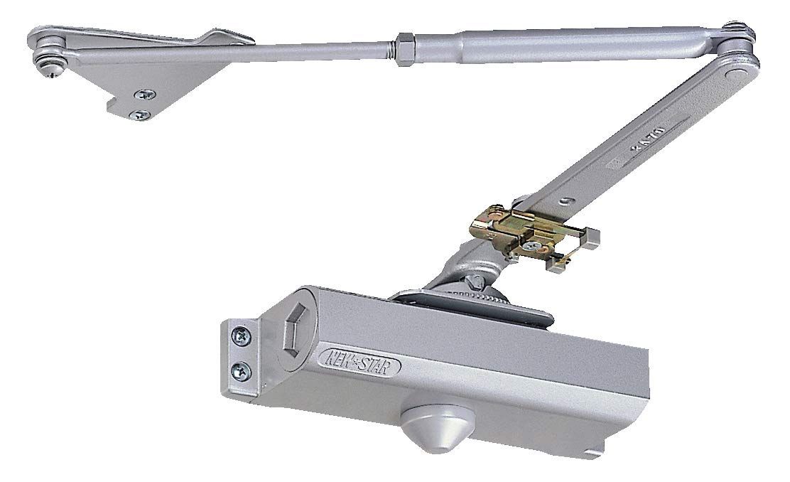 日本ドアーチェック製造 ニュースター パラレル型 防火ドア用 ドアクローザ ストップ付 シルバー PF-183