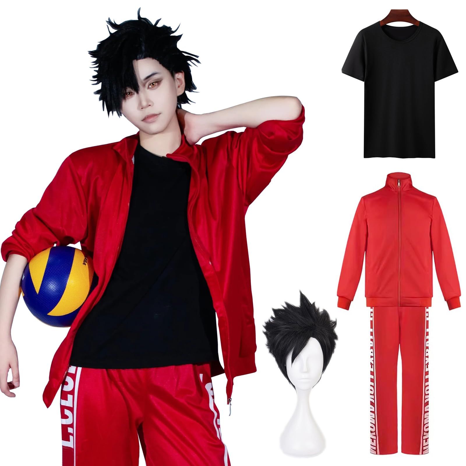 NOKIJP 烏野高校 音駒高校 コスプレ 孤爪 研磨 コスプレ衣装 日向 翔陽 コスプレ衣装 黒尾 鉄朗 ユニフォーム 影山 飛雄 ジャージ ハイキュー コスチューム 大人用 仮装 文化祭 イベント 黒尾鉄朗 全セット 番号ユニフォームなし