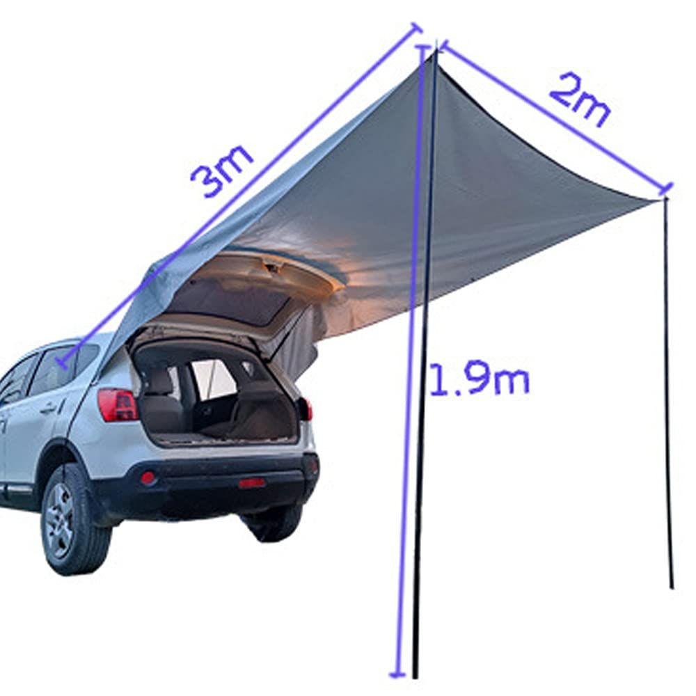 Kadahis 車用タープ カーサイドタープ 3 4人用 日よけカーテント 設営簡単 キャンプ テント アウトドア 公園 登山 車中泊 2本ポール付き
