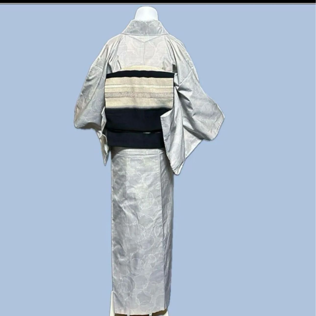 新品 美品 袷 証紙 本場奄美大島細 白大島紬 フルセット 身丈158 裄丈 