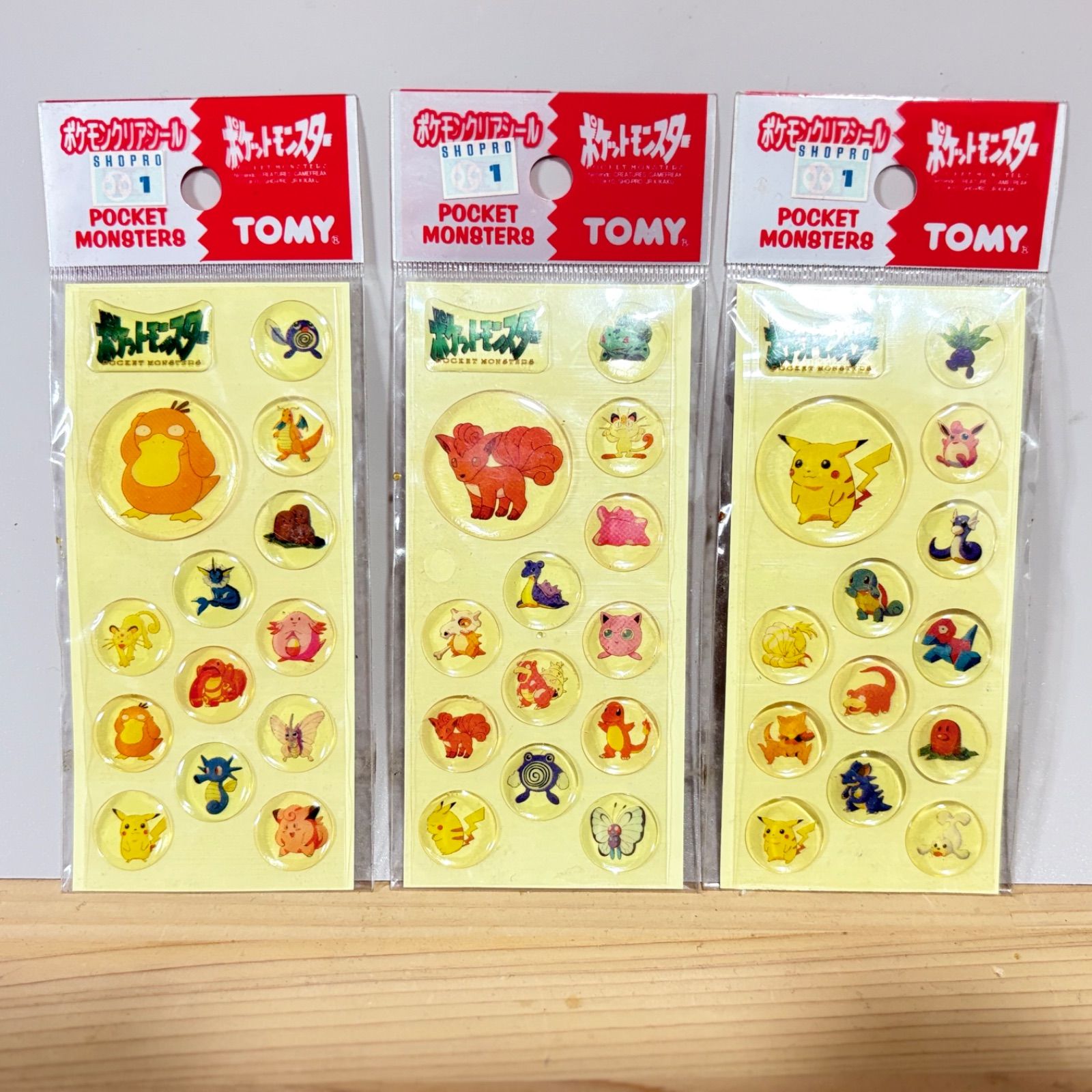 ♥品 TOMY ポケモンクリアシール 3種まとめて トミー POCKET MONSTERS 当時物