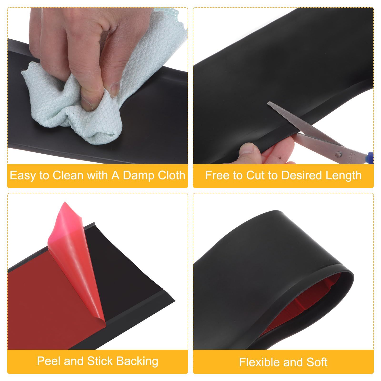  uxcell 60 ft x 4ベースボードトリム ピール＆スティック ウォールフレキシブルモールディング トリム 黒 その他 塗装