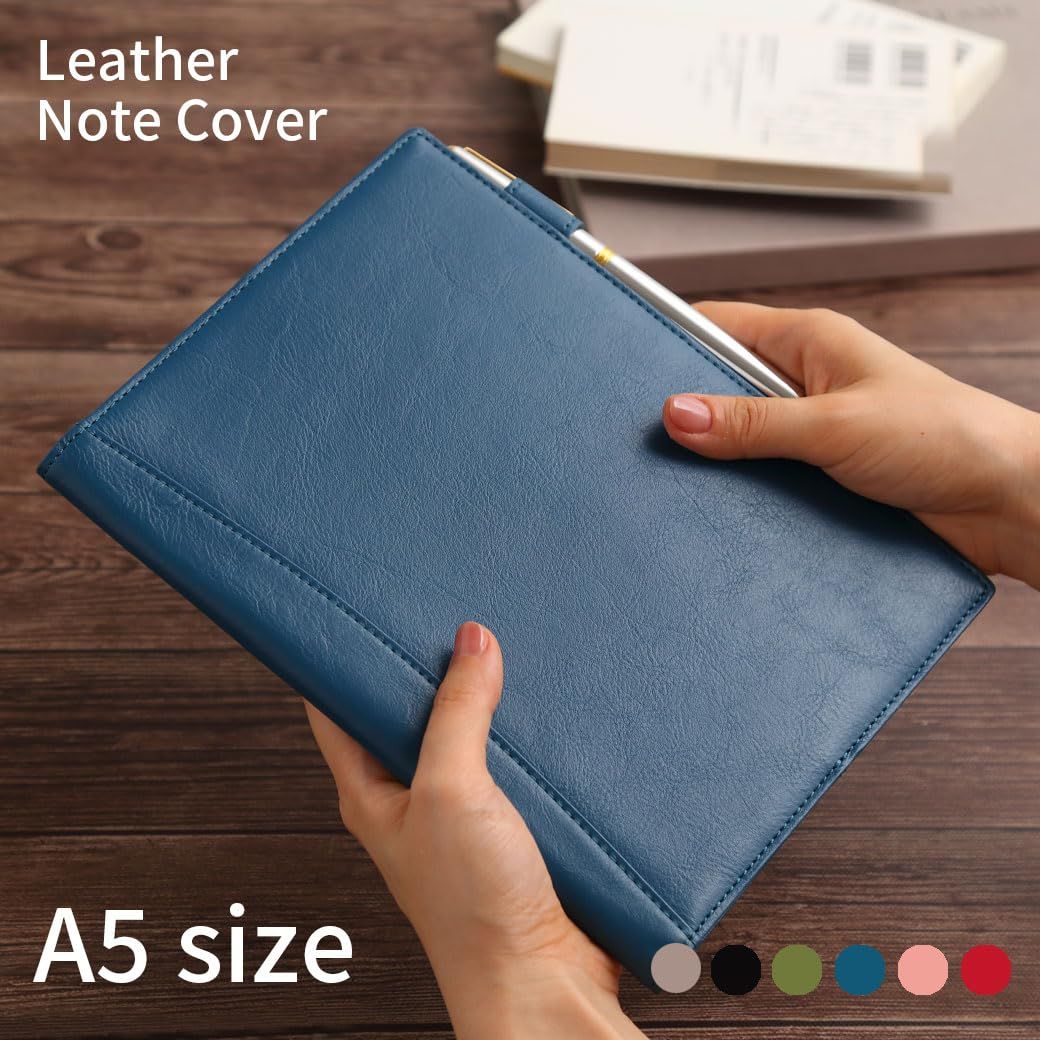 HAKATA NO MORI LEATHER ノートカバー A 5 本革 スリム 2冊 収納 手帳カバー カバー 大学ノート ペンホルダー しおり付き カード入れ ポケット レザー ベージュグレー