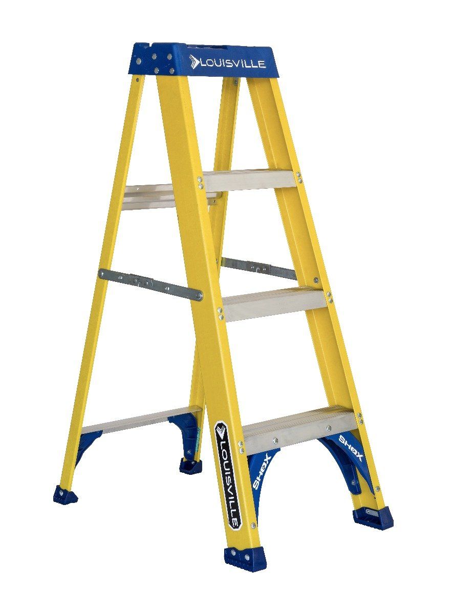 Louisville Ladder ルイビルラダー ファイバー脚立シングルステップ イエロー 耐荷重110 kg 4 ft 120 cm