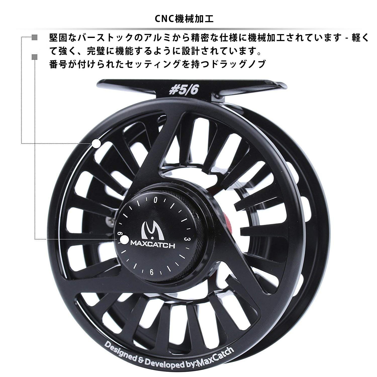  M MaxcatchフライリールMidアーバ CNC加工アルミ製左右手交換 サイズ 1 3 4 5 6 7 8 9 10 wt ブラック サングラス フライロッド ロッド