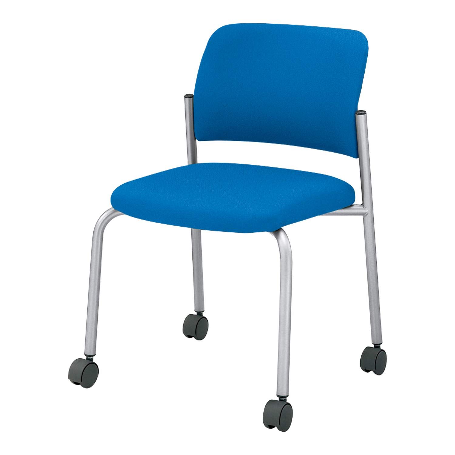 メーカー配送 設置 組立 コクヨ 会議イス 100シリーズ CK 100CHSX69 W 肘なし 塗装脚 キャスタータイプ 布 モデレートブルー 脚 シルバー カーペット用