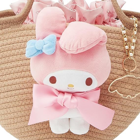 スケーター Skater ぬいぐるみ付 かご風 バッグ カゴバッグ 巾着 チャーム付 サンリオ マイメロディ KNBB 1-A