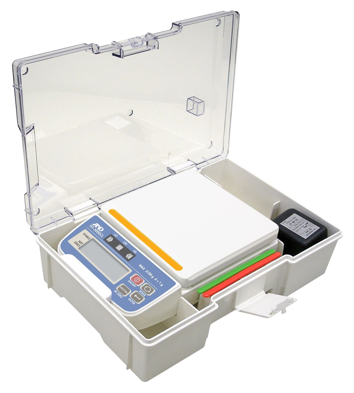 A-D コンパレータライト付きデジタルはかり HT-5000 CL ≪ひょう量 5100 g 最小表示 1 皿寸法 132 W *130 D mm 検定無≫