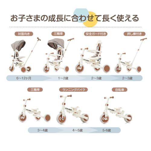 BTM 子供用三輪車 7 in 1 折りたたみ 手押し way 1~3歳 座面回転 自転車 おもちゃ ブルー