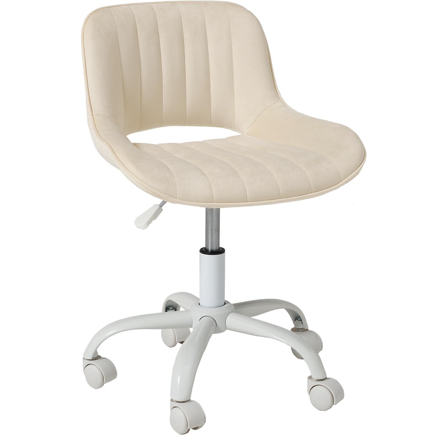 萩原 デスクチェア 回転式 オフィス 椅子 選べる 3タイプ 5色 昇降式 高さ 63 71 ベロア調生地 ストレート アイボリー LHC 4469IV