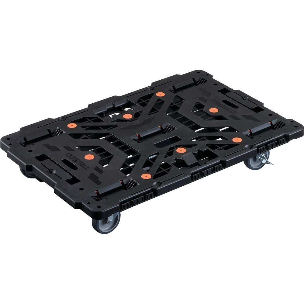 トラスコ中山 TRUSCO 式樹脂製平台車 ビートル 自在5輪 内2輪ストッパー付 イエロー ×150 mm -E 100