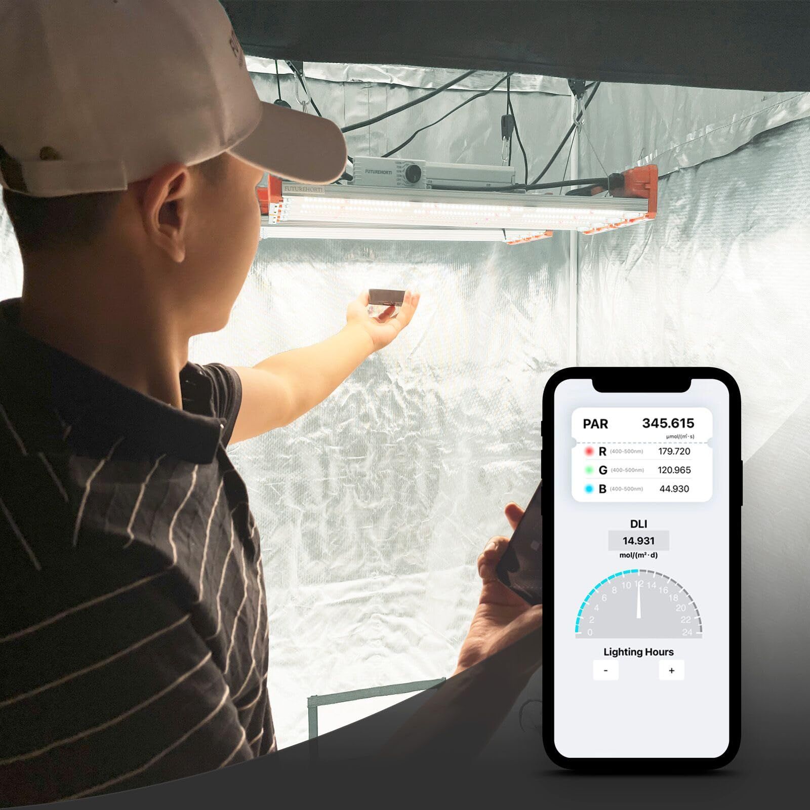 VBR-100 PARメーター 6000 umol| ㎡s 赤色と青色光分離PARDLI電卓PPFD分布記録