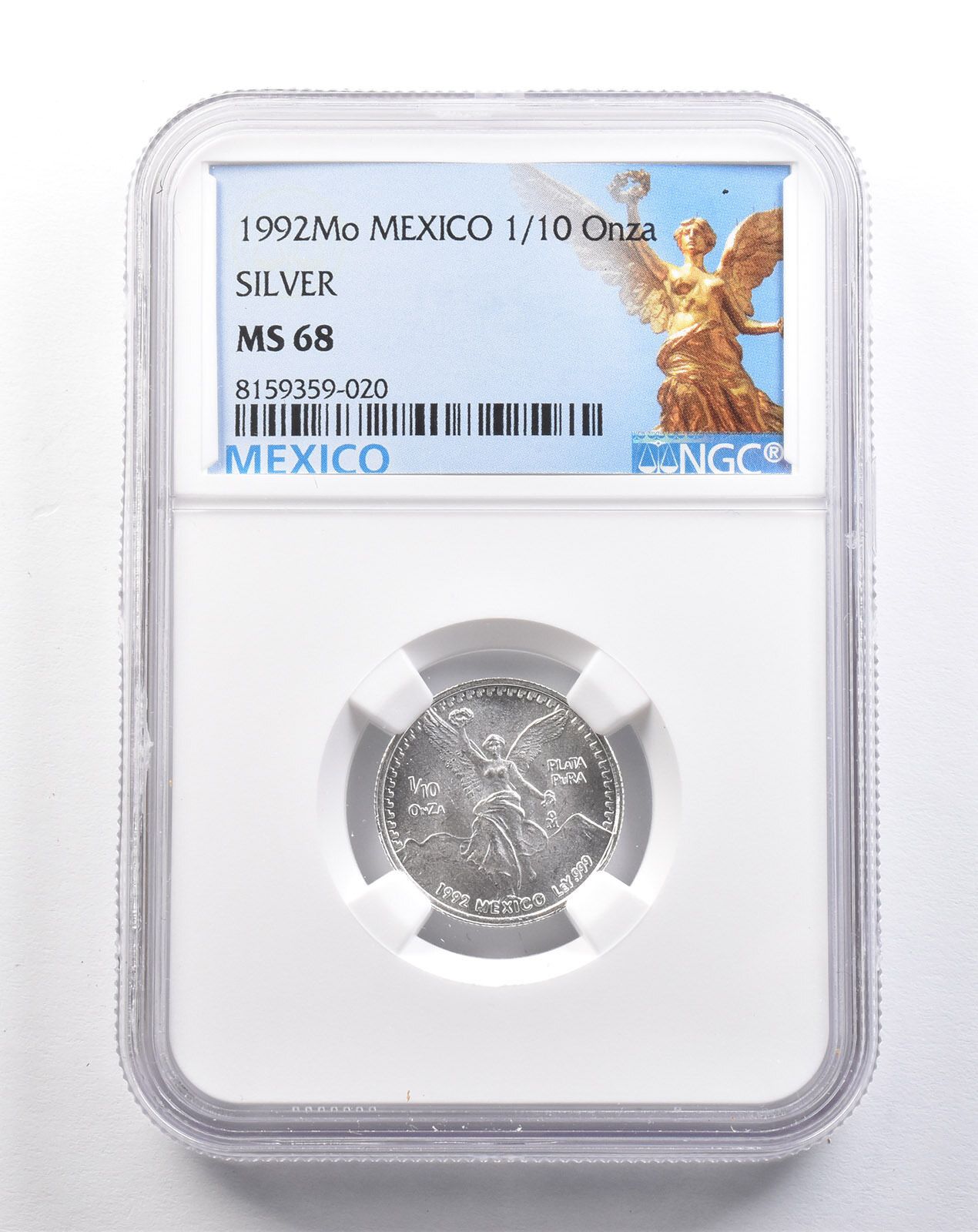 1992 Mo メキシコ 1/10 オンザ シルバー リベルタード MS68 NGC *5248