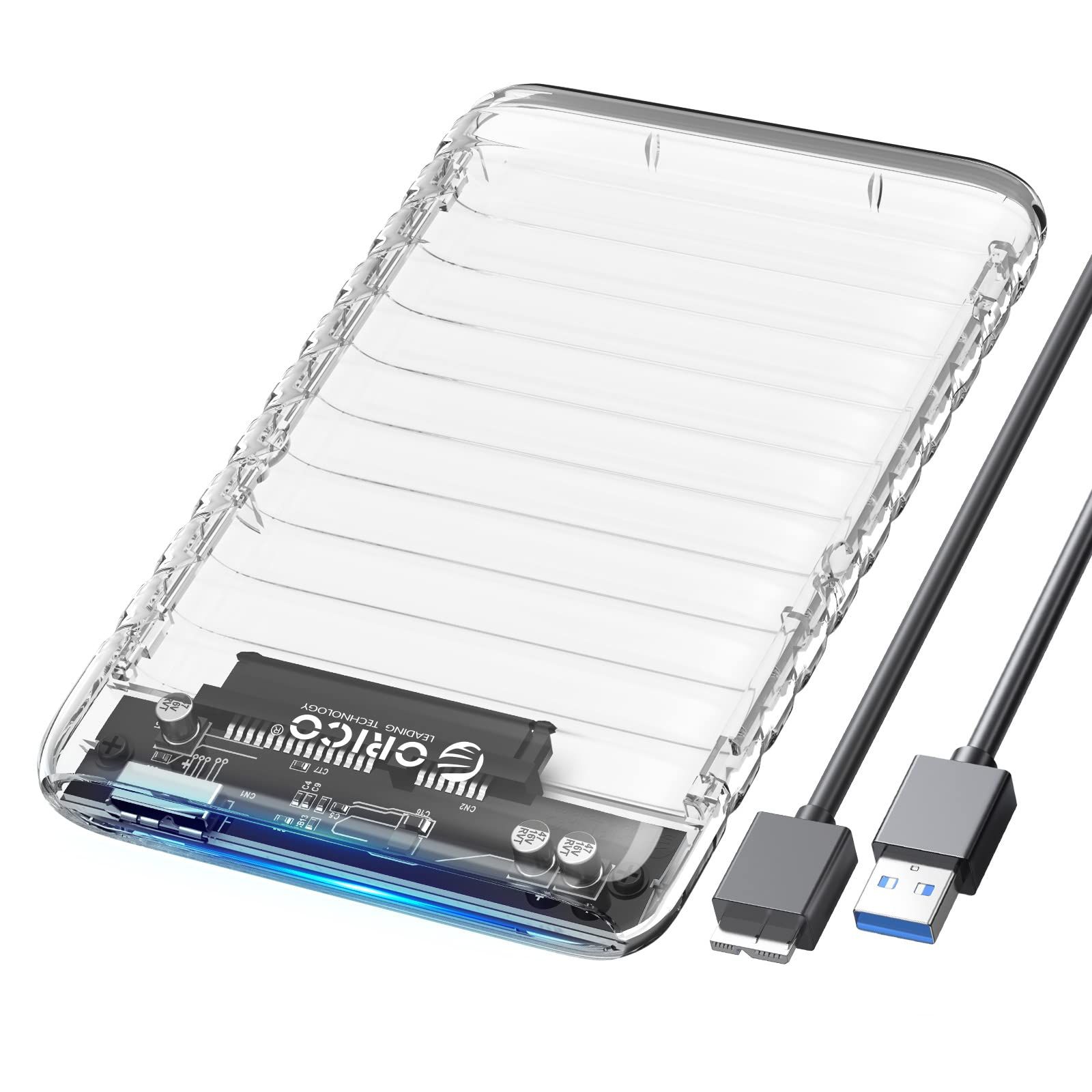 오리코 하드 디스크 케이스 2.5인치 USB 3.0-SATA 외장 하드 디스크 케이스 7mm/9.5mm SATA HDD SSD 최대 6TB까지 호환 가능 도구 불필요 UASP 호환 2139U3-V1-CR