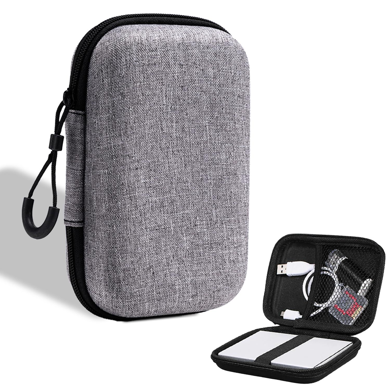 Gadget Case, Mobile Battery Case, Black/Carbon Fiber/Gray, Waterproof, Dustproof, Compact Storage Case, Wear-resistant, SD Card/Charging Cord Organizer for Business, Travel, and Convenient Small Case (Gray)