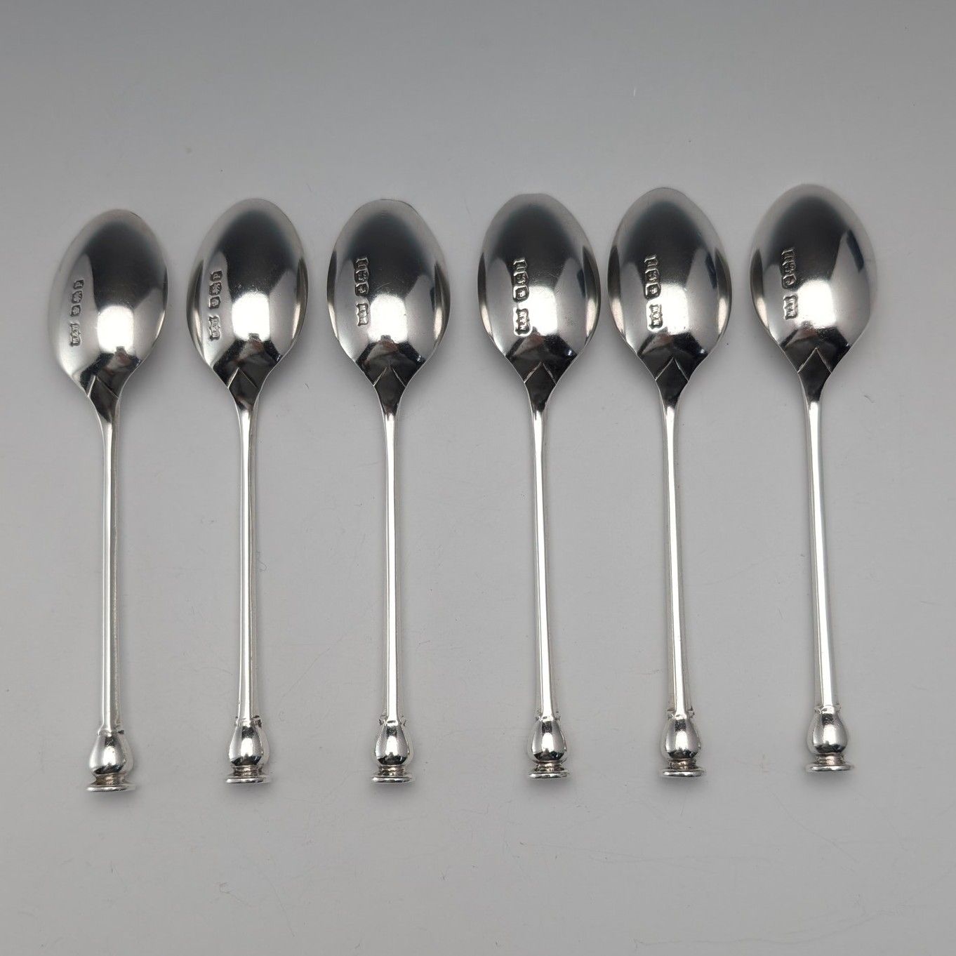 1932年 英国ヴィンテージ 純銀製ティースプーン6本セット 計88g Mappin&Webb ケース入 美術品・アンティーク・コレクション 1932年 英国ヴィンテージ 純銀製